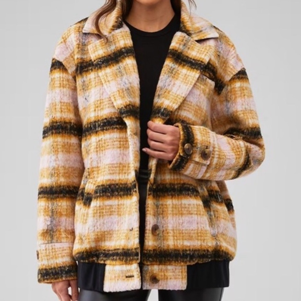 For Love & Lemons Wool Blend Rachel Plaid Vintage Bomber Jacket, NWT, Size 2X - Picture 4 of 7